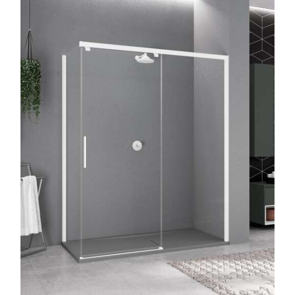Novellini Kuadra 2.0 PH Drzwi przesuwne 117-119x200 cm lewe profile biały mat szkło przezroczyste K2PH117S-1U
