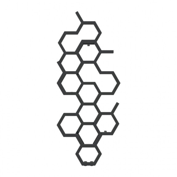 Terma Hex Grzejnik pionowy 122x48,6 cm podłączenie ZX czarny Soft 9005 WGH2X122048KS95ZX