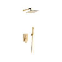 Valvex Carré Gold Zestaw prysznicowy podtynkowy z deszczownicą Gold PVD 2455790