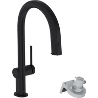 Hansgrohe Aqittura M91 Bateria kuchenna z wyciąganą wylewką z filtrem czarny mat 76803670