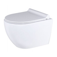 Legersen Miskant Zestaw Miska WC 48,5x35,5 cm bez kołnierza krótka + deska wolnoopadająca biała LEWC2196D