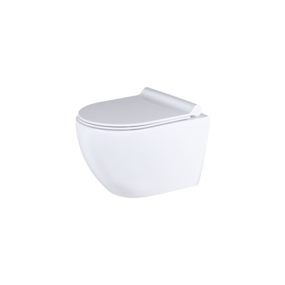 UpTrend Caneo Zestaw Toaleta WC 48,5x35,5x34,5 cm bez kołnierza krótka + deska wolnoopadająca biały połysk TR2196D