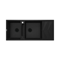 Deante Magnetic Zlewozmywak granitowy dwukomorowy 116x50 cm czarny mat ZRM_N213