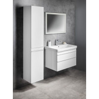 Sapho Sitia Zestaw Szafka podumywalkowa 75,6x44,1x50 cm + umywalka meblowa 80,5x46 cm + bateria umywalkowa + lustro z oświetleniem LED 80x60 cm + słupek boczny 35x31,9x172 cm biały mat/chrom KSET-033