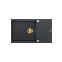 Quadron Evan 136 Zlewozmywak granitowy jednokomorowy 86x50 cm czarny/złoty HCQE58650U8_PVDG1_P2O
