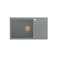Quadron Evan 136 Zlewozmywak granitowy jednokomorowy 86x50 cm szary/złoty HCQE58650U5_PVDG1_P2O