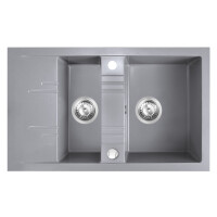 FDesign Carioca Zlewozmywak granitowy półtorakomorowy 79x48 cm szary FD9-15-4879-44