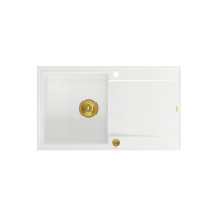 Quadron Evan 111 Zlewozmywak granitowy jednokomorowy 86x50 cm biały/złoty HCQE8650U1_PVDG1_P2O