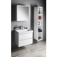 Sapho Odetta 70 Zestaw Szafka podumywalkowa 67x43,5x50 cm + umywalka meblowa 70x46 cm + szafka z lustrem i oświetleniem LED 60x15x70 cm + słupek boczny 32x30x172 cm biały KSET-055