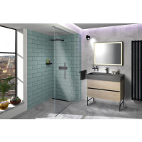 Sapho Odetta 100 Zestaw Szafka podumywalkowa 95x43,5x50 cm + umywalka meblowa 96x44 cm + listwa dekoracyjna + nogi do szafki + lustro z oświetleniem LED 100x70 cm wiąz Bardini/czarny mat/czarny granit KSET-059
