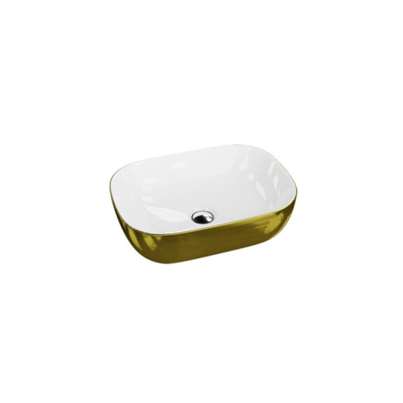 Lavita Costa Brushed Gold Umywalka nablatowa 46x32,5 cm biały/złoty 5900378325758