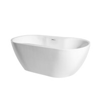 Besco Navia Wanna wolnostojąca 150x80 cm biały połysk + maskownica syfonu z przelewem biała WAS-150-NBI