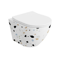 Lavita Sofi Slim Stone Zestaw Toaleta WC bez kołnierza 49x36,5 cm krótka + deska wolnoopadająca biały 5900378326496