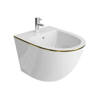 Lavita Sofi Gold Line Bidet podwieszany 49x36,5 cm krótki biały połysk/złoty 5900378325109