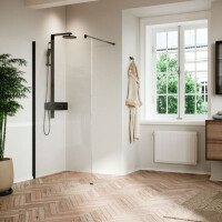 Novellini Kali Ścianka prysznicowa Walk-in szkło przezroczyste profile czarne 117-120x200 cm KALIH120-1H