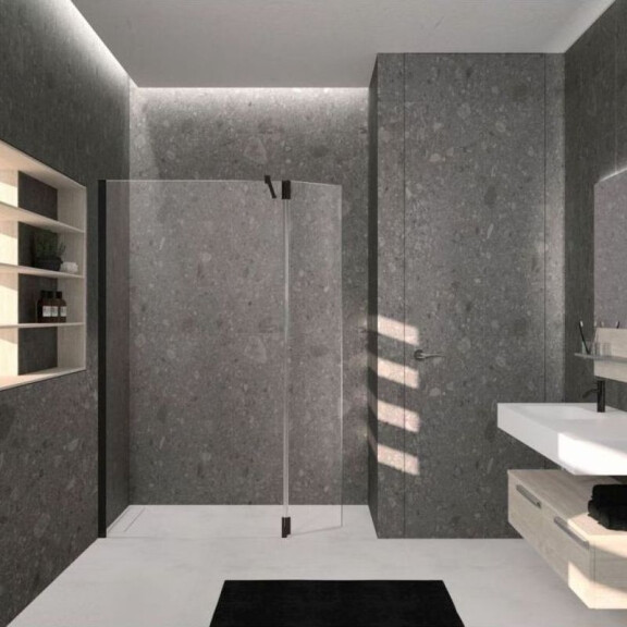 Novellini Kali H+HA Ruchome skrzydło do ścianki prysznicowej szkło przezroczyste profile czarne 37x200 cm szkło przezroczyste profile czarne KALIHA37-1H