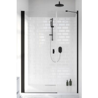 Radaway NES Black DWS I Drzwi prysznicowe wahadłowe 120x200 cm prawe profile czarne szkło przejrzyste 10028120-54-01R