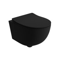 Lavita Brava Black Zestaw toaleta WC krótka bez kołnierza + deska wolnoopadająca czarny mat 5900378335191