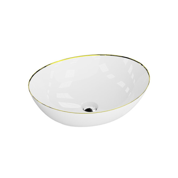 Lavita Fresa Gold Line Umywalka nablatowa 41,5x34 cm biały połysk/złoty 5900378334378