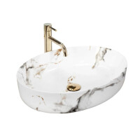 Rea Queen Carrara Shiny Umywalka nablatowa 56,5x36,5 cm kamień REA-U1232