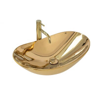 Rea Royal Gold Umywalka nablatowa 56,5x36,5 cm złota REA-U4545
