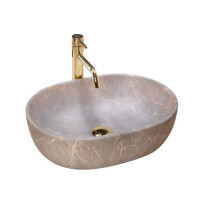 Rea Lara Beige Umywalka nablatowa 48,5x35 cm beżowa REA-U9887