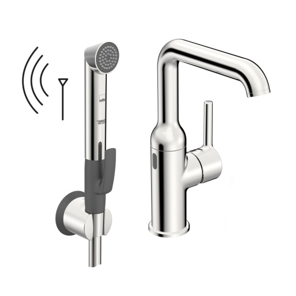 Oras Optima Style Hybrid Bateria umywalkowa wysoka bezdotykowa Bluetooth 3 V z rączką Bidetta chrom 2617FHZ 