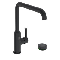 Oras Optima Style Hybrid Bateria kuchenna bezdotykowa wysoka z zaworem do zmywarki Bluetooth 230/9 V czarny mat 2639FHTZ-33