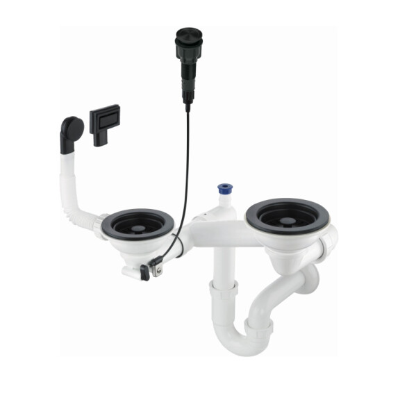 Deante Space-Saver Syfon do zlewozmywaka granitowego 1.5- i 2-komorowego czarny mat ZXY_N983