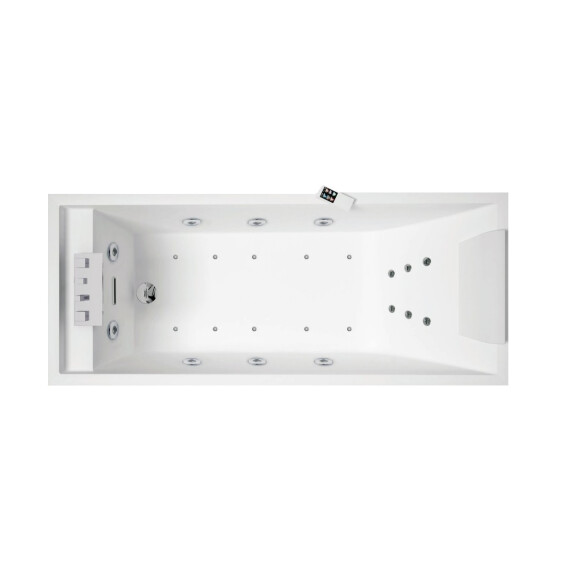 Novellini Sense 3 170x75 cm Wanna z hydromasażem Dynamic Plus prostokątna biała błyszcząca SENN17075T6-A0K