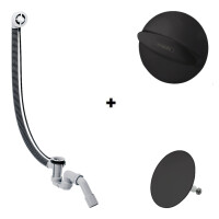Hansgrohe Flexaplus Syfon wannowy + element zewnętrzny czarny mat 58141180+58185670