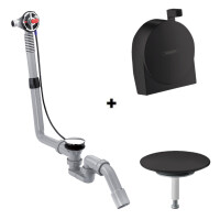 Hansgrohe Exafill S Syfon wannowy z napełnieniem przez przelew + zestaw napełniający czarny mat 58115180+58117670