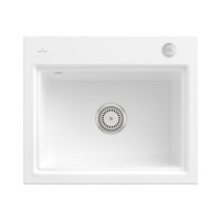 Villeroy & Boch Subway Style 60 S Zestaw Zlewozmywak ceramiczny jednokomorowy 60x51 cm Biały Alpin z korkiem automatycznym z powłoką z CeramicPlus + kratka ociekowa 336602R1