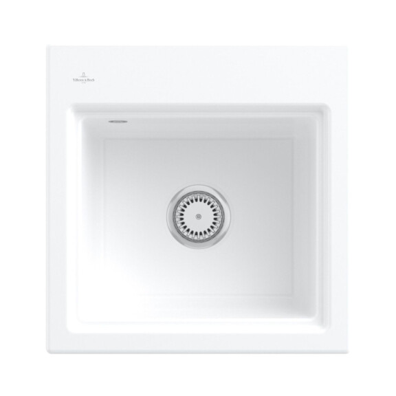 Villeroy & Boch Subway Style 50 S Zestaw Zlewozmywak ceramiczny jednokomorowy 51x50 cm Biały Alpin z powłoką z CeramicPlus + mata ociekowa antracyt 335A01R1