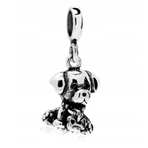 Charms Zawieszka Piesek z Kością Srebro 925
