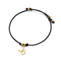 Pozłacana Bransoletka Na Sznurku Znak Zodiaku Byk Pr.925