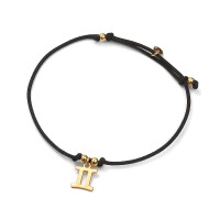 Pozłacana Bransoletka Na Sznurku Znak Zodiaku Bliźnięta Pr.925