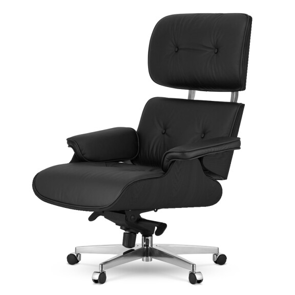 Fotel Biurowy Lucera XL inspirowany czarna skóra Czarny dąb