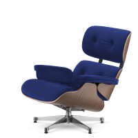 Fotel Lucera insp. Lounge Chair Velvet Granatowy (SWAN-08) Jasny orzech Chromowana