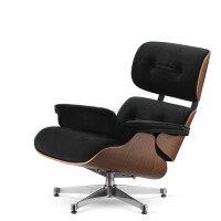 Fotel Lucera insp. Lounge Chair Velvet Czarny (YA2313-20) Ciemny orzech Chromowana
