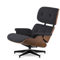 Fotel Lucera XL  insp. Lounge Chair  Velvet Ciemnoszary (SWAN-13) Ciemny orzech