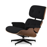Fotel Lucera XL  insp. Lounge Chair  Velvet Czarny (YA2313-20) Ciemny orzech