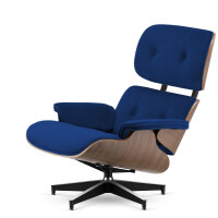 Fotel Lucera XL  insp. Lounge Chair  Velvet Granatowy (SWAN-08) Jasny orzech
