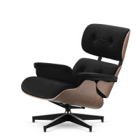 Fotel Lucera insp. Lounge Chair Velvet Czarny (YA2313-20) Jasny orzech Czarna z chromowanymi grzbietami