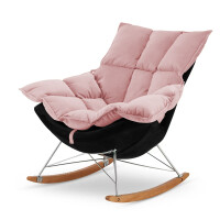 Fotel Bianco bujany na płozach nowoczesny velvet wypoczynkowy Czarny (YA2313-20) / Pudrowy róż (SWAN-40)
