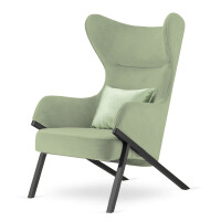 Fotel Classy styl glamour wygodny elegancki uszak do salonu Czarna Fotel jasnozielony (SWAN-60) / poducha jasnozielona błyszcząca (5051-50)