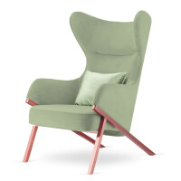 Fotel Classy styl glamour wygodny elegancki uszak do salonu Różowe złoto Fotel jasnozielony (SWAN-60) / poducha jasnozielona błyszcząca (5051-50)