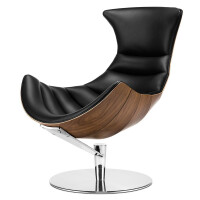 Fotel Vasto Lounge Chair skóra naturalna  obrotowy do salonu Jasny orzech Czarny