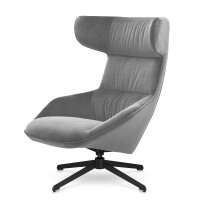 Fotel Atero velvet nowoczesny obrotowy uszak PROMOCJA Jasnoszary (SWAN-12) Czarny