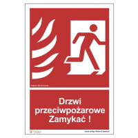 Znak "Drzwi przeciwpożarowe. Zamykać! (w prawo)" Signproject